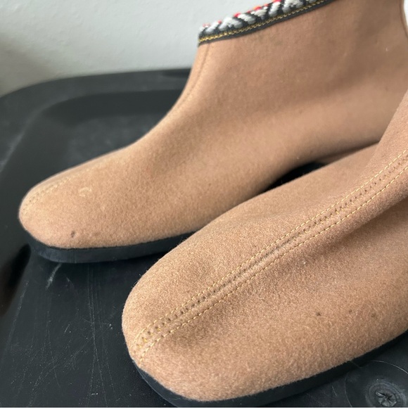 Vintage Daniel green Wool slippers hard bottom 70s southwest trim western 8​​ - Picture 13 of 14